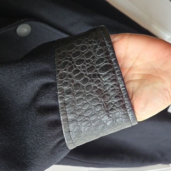 Vintage Havoc Wool and Faux Leather Blend Double Breasted Trench Coat - Picture 3 of 11